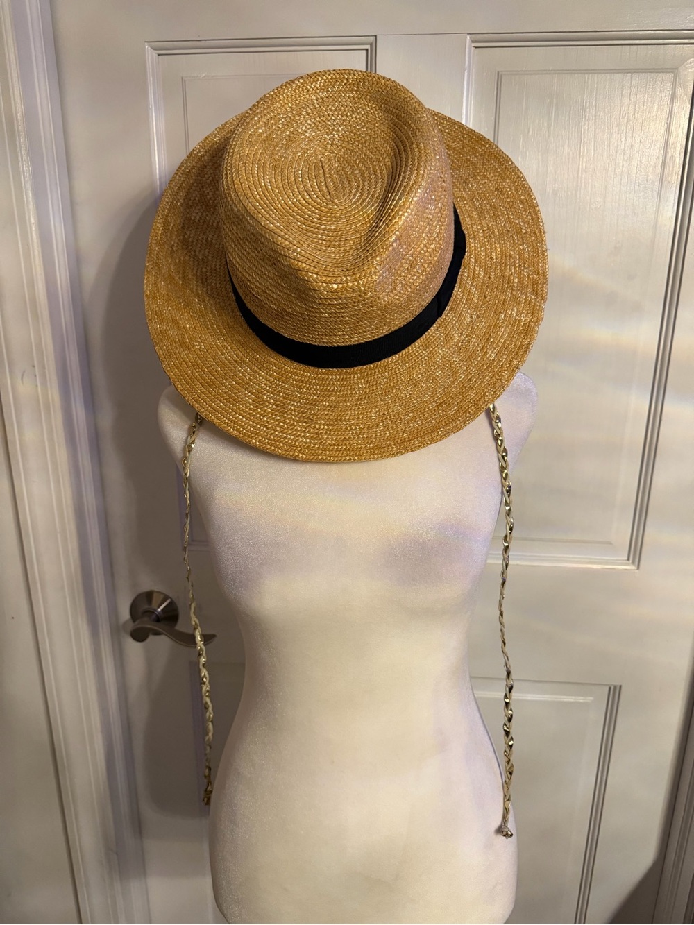 Straw Fedora Sun Hat with Black Band - Natural